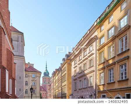 A street view of the buildings in Warsaw Old Town, Poland. A street view of the buildings in Warsaw Old Town, Poland. 140832495