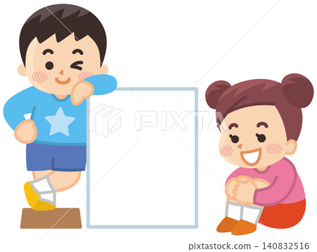 A boy leaning against a whiteboard; a girl sitting cross-legged. A boy leaning against a whiteboard; a girl sitting cross-legged. 140832516