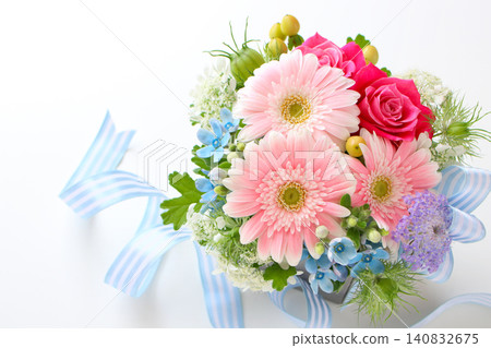 A bright pink gerbera arrangement 140832675