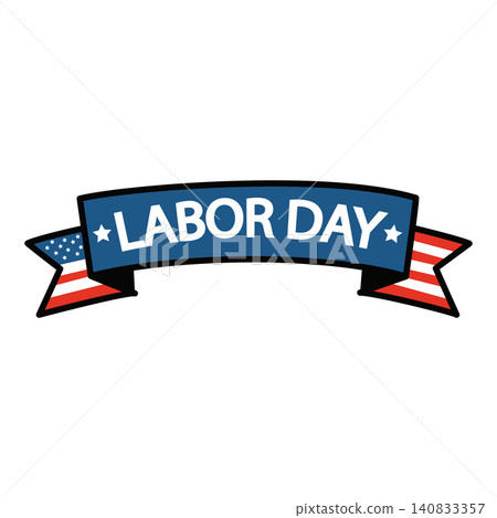 Happy Labor Day Banner with American Flag Ribbon Patriotic Vector Design Happy Labor Day Banner with American Flag Ribbon Patriotic Vector Design 140833357