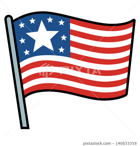 American Flag Waving USA Patriotic Banner Vector Illustration 140833358
