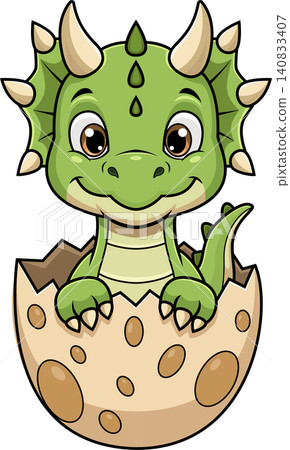 Cute Baby Dragon Hatching From An Egg 140833407