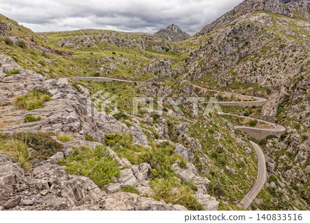Iconic famous MA-2141 road to Sa Calobra in Serra de Tramuntana, Mallorca Iconic famous MA-2141 road to Sa Calobra in Serra de Tramuntana, Mallorca 140833516