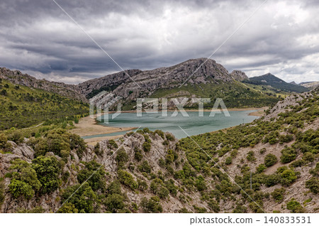 Beautiful mountain lake Panta de Gorg Blau, Mallorca, Spain 140833531