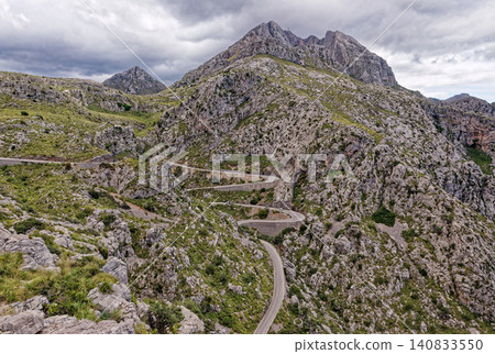 Iconic famous MA-2141 road to Sa Calobra in Serra de Tramuntana, Mallorca Iconic famous MA-2141 road to Sa Calobra in Serra de Tramuntana, Mallorca 140833550