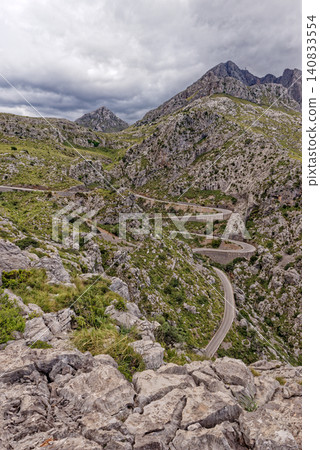 Iconic famous MA-2141 road to Sa Calobra in Serra de Tramuntana, Mallorca Iconic famous MA-2141 road to Sa Calobra in Serra de Tramuntana, Mallorca 140833554