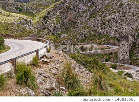 Iconic famous MA-2141 road to Sa Calobra in Serra de Tramuntana, Mallorca Iconic famous MA-2141 road to Sa Calobra in Serra de Tramuntana, Mallorca 140833563