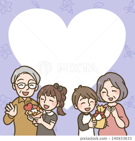 敬老日資訊框 | 祖父母和孫輩插圖背景 140833633