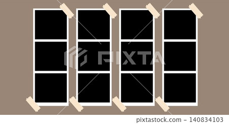 Blank polaroid strip frames with masking tape vectors mockup Blank polaroid strip frames with masking tape vectors mockup 140834103