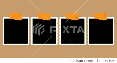 Aesthetic retro square polaroid frames with zig zag borders set Aesthetic retro square polaroid frames with zig zag borders set 140834106