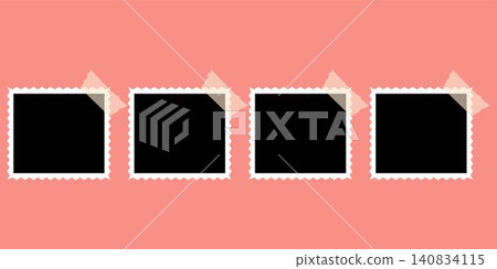 Aesthetic retro square polaroid frames with zig zag borders set Aesthetic retro square polaroid frames with zig zag borders set 140834115
