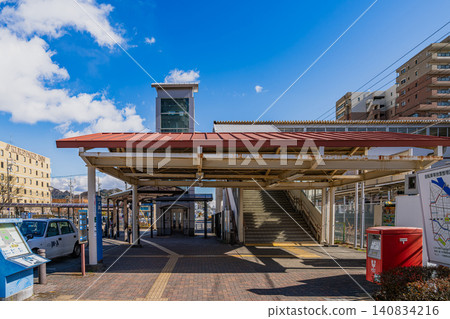 A view of the north exit of JR Yaizu Station on a sunny day (Shizuoka Prefecture) 140834216