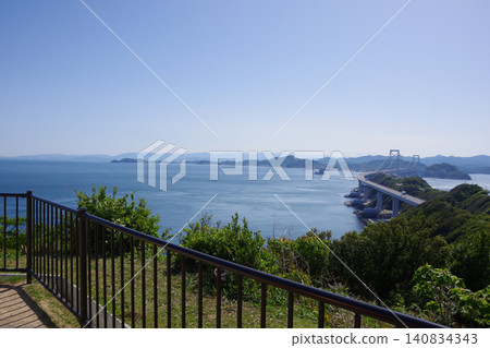 View of the Great Naruto Bridge, Tokushima city, and Komatsushima area from Uzumachi Terrace in Minamiawaji City, Hyogo Prefecture. View of the Great Naruto Bridge, Tokushima city, and Komatsushima area from Uzumachi Terrace in Minamiawaji City, Hyogo Prefecture. 140834343