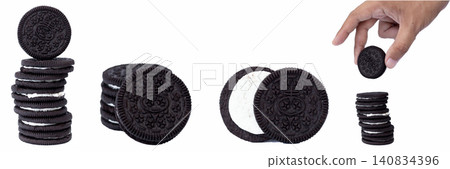 Hand hovers above a stack of cookies. Stacks rise beside the hand in motion. White background highlights every cookie's detail. No emotion shown, just the gesture. Perfect for food, snack Hand hovers above a stack of cookies. Stacks rise beside the hand in motion. White background highlights every cookie's detail. No emotion shown, just the gesture. Perfect for food, snack 140834396