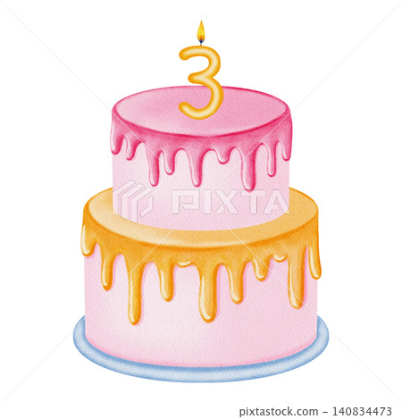 Watercolor illustration birthday cake and colorful number candles set from 0 to 9. Hand drawn festive confectionery for birthdays, anniversaries, party invitations, children's design, card making Watercolor illustration birthday cake and colorful number candles set from 0 to 9. Hand drawn festive confectionery for birthdays, anniversaries, party invitations, children's design, card making 140834473