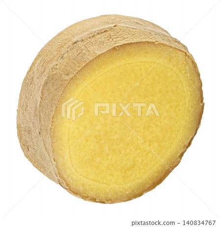 Ginger root slice isolated on white background with clipping path 140834767