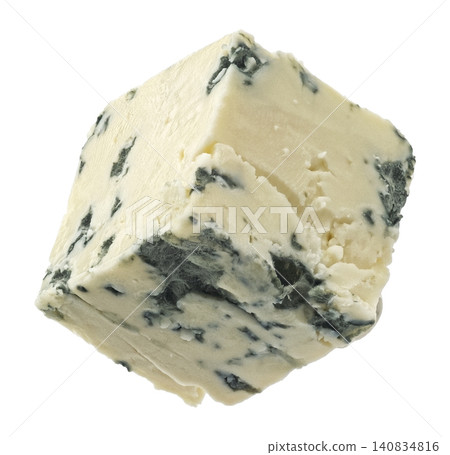Blue cheese cube isolated on white background with clipping path, full depth of field Blue cheese cube isolated on white background with clipping path, full depth of field 140834816