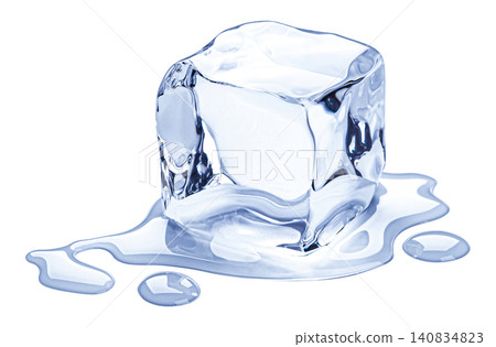 Melting ice cube isolated on white background with clipping path Melting ice cube isolated on white background with clipping path 140834823