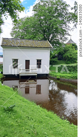 Gamle Bergen Museum, in Sandviken, Norway, an open-air museum with historic wooden houses Gamle Bergen Museum, in Sandviken, Norway, an open-air museum with historic wooden houses 140835080