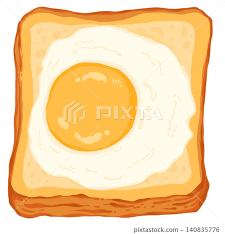 Fried Egg Toast Illustration on Bread Slice Isolated Background Fried Egg Toast Illustration on Bread Slice Isolated Background 140835776