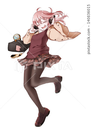 A high school girl wearing headphones, smiling. A high school girl wearing headphones, smiling. 140836015