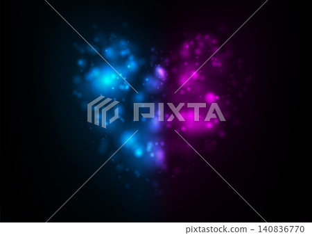 Blue purple heart shape made of glowing neon bokeh lights, abstract background Blue purple heart shape made of glowing neon bokeh lights, abstract background 140836770