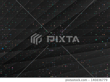 Colorful holographic small square dots abstract dark background Colorful holographic small square dots abstract dark background 140836779