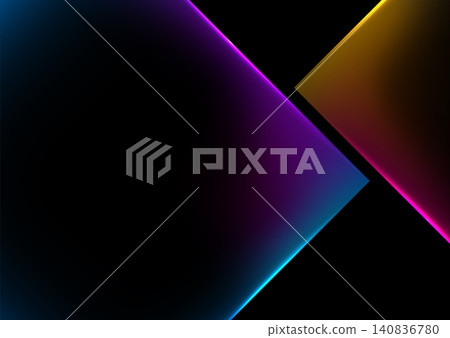 Blue, purple and orange glowing neon shapes abstract concept futuristic background Blue, purple and orange glowing neon shapes abstract concept futuristic background 140836780