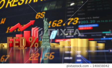 Federal Reserve Rate Hike And American Market Growth 3d render. Federal Reserve Rate Hike And American Market Growth 3d render. 140838042