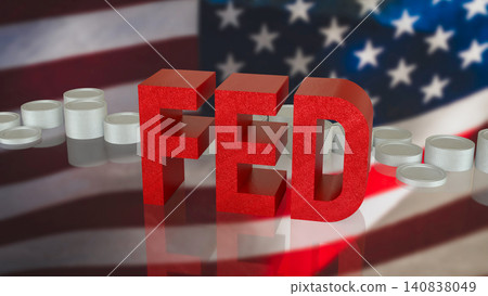 Federal Reserve Policy Concept with American Flag Background 3d render. Federal Reserve Policy Concept with American Flag Background 3d render. 140838049