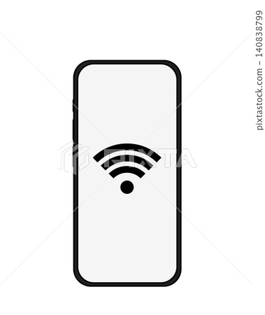 Illustration of a smartphone showing the Wi-Fi (wireless LAN) connection status. 140838799