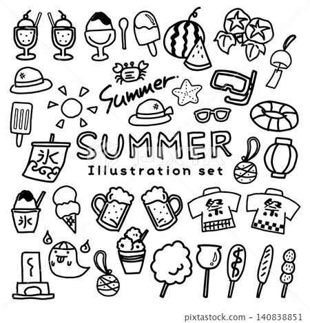 Summer illustration set (line art) Summer illustration set (line art) 140838851