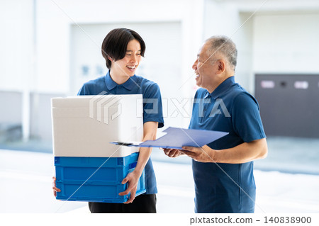 Conversation between transportation company staff Conversation between transportation company staff 140838900