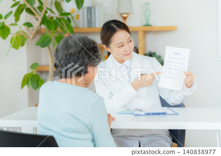 Pharmacist giving medicine to senior Pharmacist giving medicine to senior 140838977