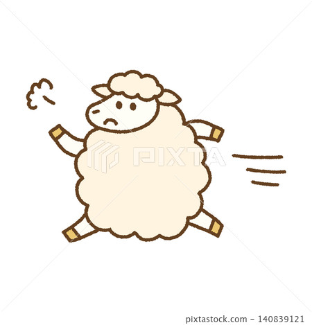 2027 Year of the Sheep New Year's Greeting Card: Running Sheep Character Hand-Drawn Illustration 2027 Year of the Sheep New Year's Greeting Card: Running Sheep Character Hand-Drawn Illustration 140839121