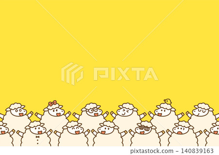 2027 Year of the Sheep New Year's Greeting Card: Multiple Sheep, Cute Background, Hand-Drawn Illustration 2027 Year of the Sheep New Year's Greeting Card: Multiple Sheep, Cute Background, Hand-Drawn Illustration 140839163