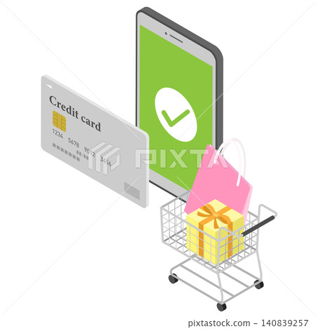 Online shopping on smartphones (isometric) Online shopping on smartphones (isometric) 140839257