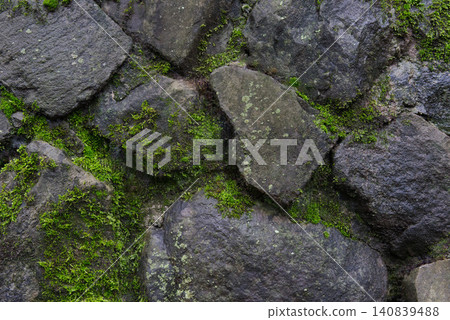 Mossy stone wall 140839488