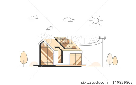 House with Solar Panels on the Roof,Energy Effective House House with Solar Panels on the Roof,Energy Effective House 140839865