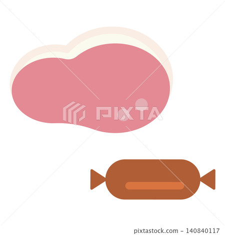 簡潔可愛的肉類和香腸圖示(扁平化設計) 簡潔可愛的肉類和香腸圖示(扁平化設計) 140840117