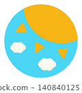 Simple and cute blue sky and sun icon (flat design) Simple and cute blue sky and sun icon (flat design) 140840125