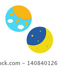 Simple and cute morning and evening icons (flat design) Simple and cute morning and evening icons (flat design) 140840126