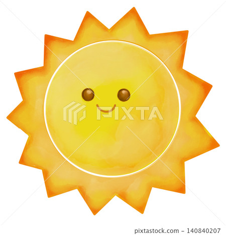 一幅可愛的水彩風格太陽插畫。 一幅可愛的水彩風格太陽插畫。 140840207