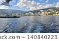 從船上看到的海鷗和海濱小鎮景色 140840223