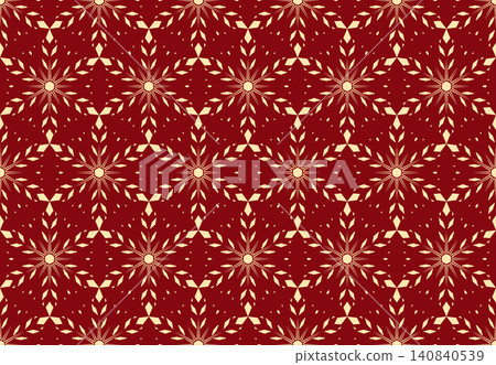 Abstract geometric pattern with lines, snowflakes. A seamless vector background. Golden and red texture. Graphic modern pattern Abstract geometric pattern with lines, snowflakes. A seamless vector background. Golden and red texture. Graphic modern pattern 140840539