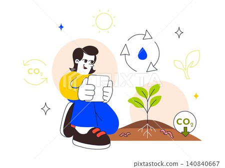 Regenerative Agriculture Illustration Featuring Sustainable Farming, Carbon Sequestration, Eco-Friendly Crops, Climate Action, and Green Agriculture Regenerative Agriculture Illustration Featuring Sustainable Farming, Carbon Sequestration, Eco-Friendly Crops, Climate Action, and Green Agriculture 140840667