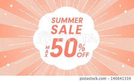 SUMMER SALE with coral orange radial background and frame SUMMER SALE with coral orange radial background and frame 140841339