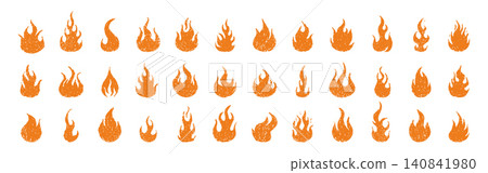 Crayon fire burning with wax texture. Grunge punk vector set Crayon fire burning with wax texture. Grunge punk vector set 140841980