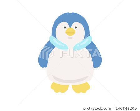 An illustration of a penguin wearing a cooling neck ring. An illustration of a penguin wearing a cooling neck ring. 140842209
