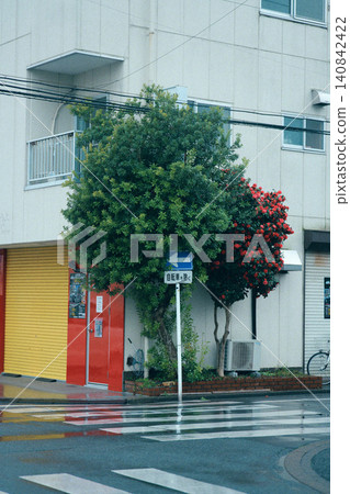 街角有箭頭標誌 街角有箭頭標誌 140842422